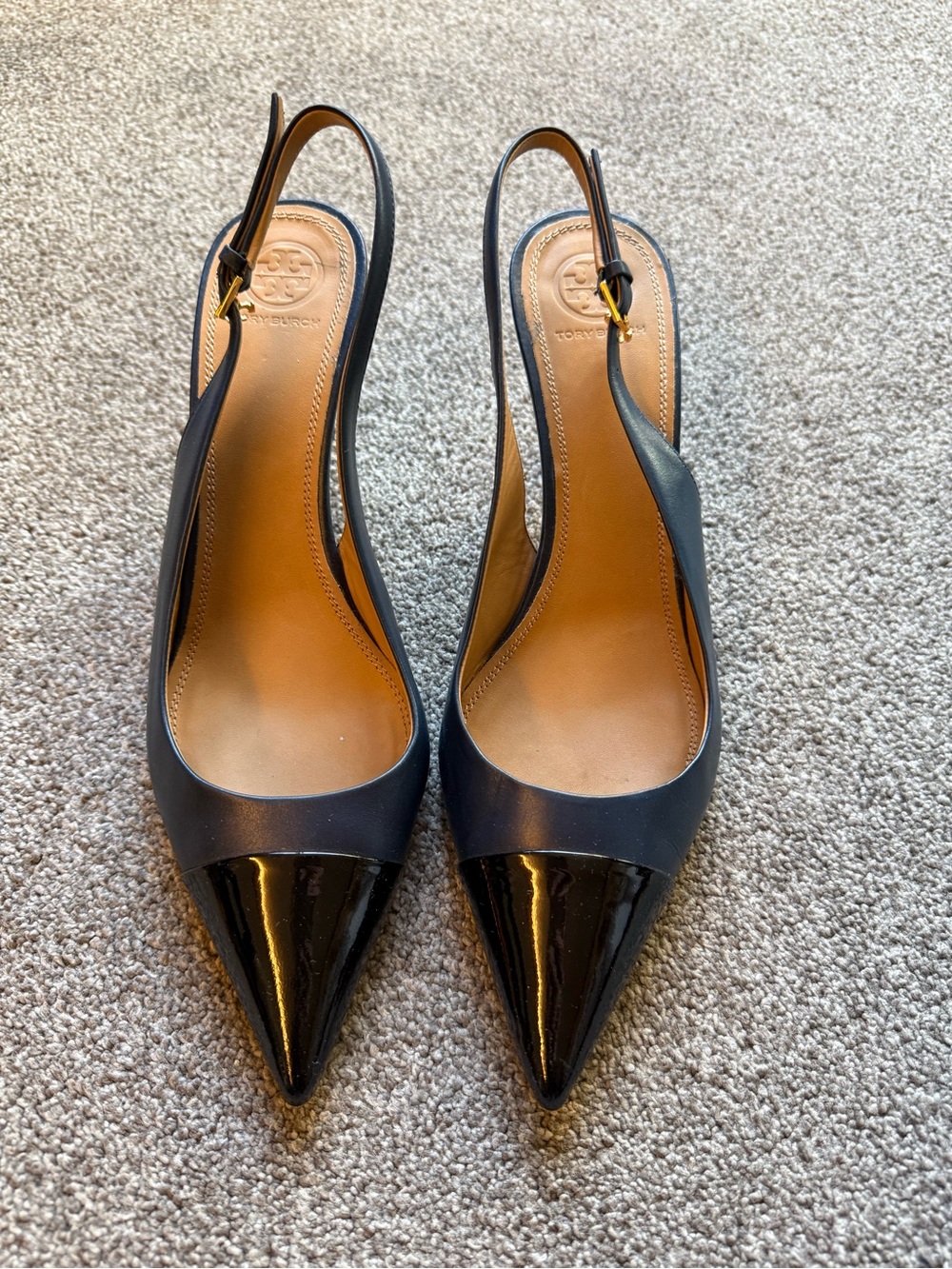 Tory Burch Navy Slingback Pointed Toe Pumps